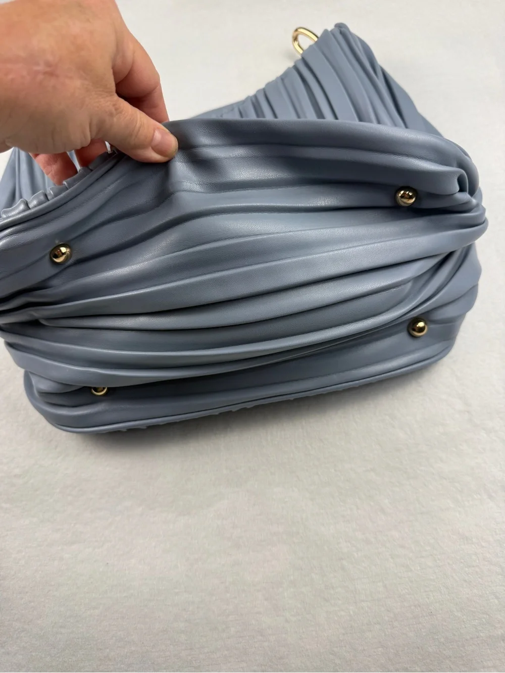 Cato Blue Gray Pleated Hobo Bag Gold Chain Shoulder Purse